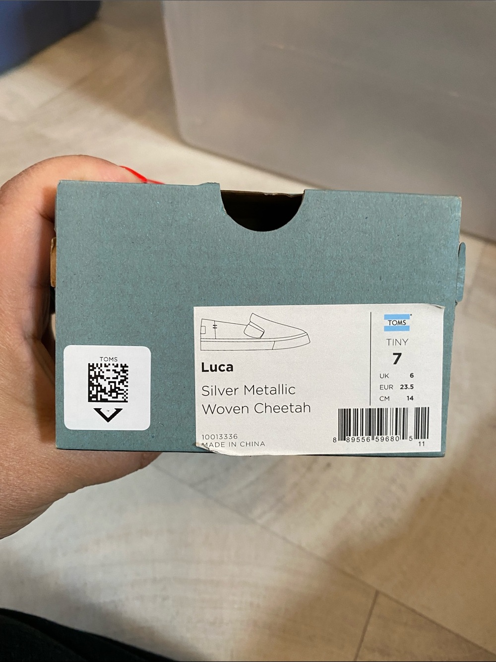 TOMS Luca Silver Metallic Woven Cheetah Box - Tiny 7